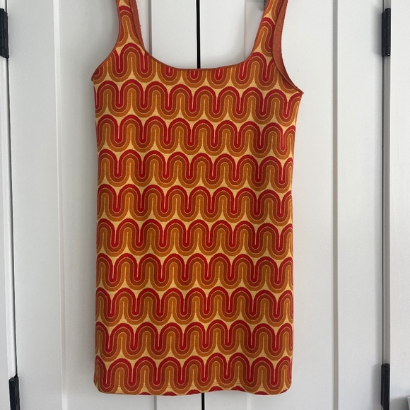 Zara Retro Orange Print Mini Dress - Picture 2 of 3
